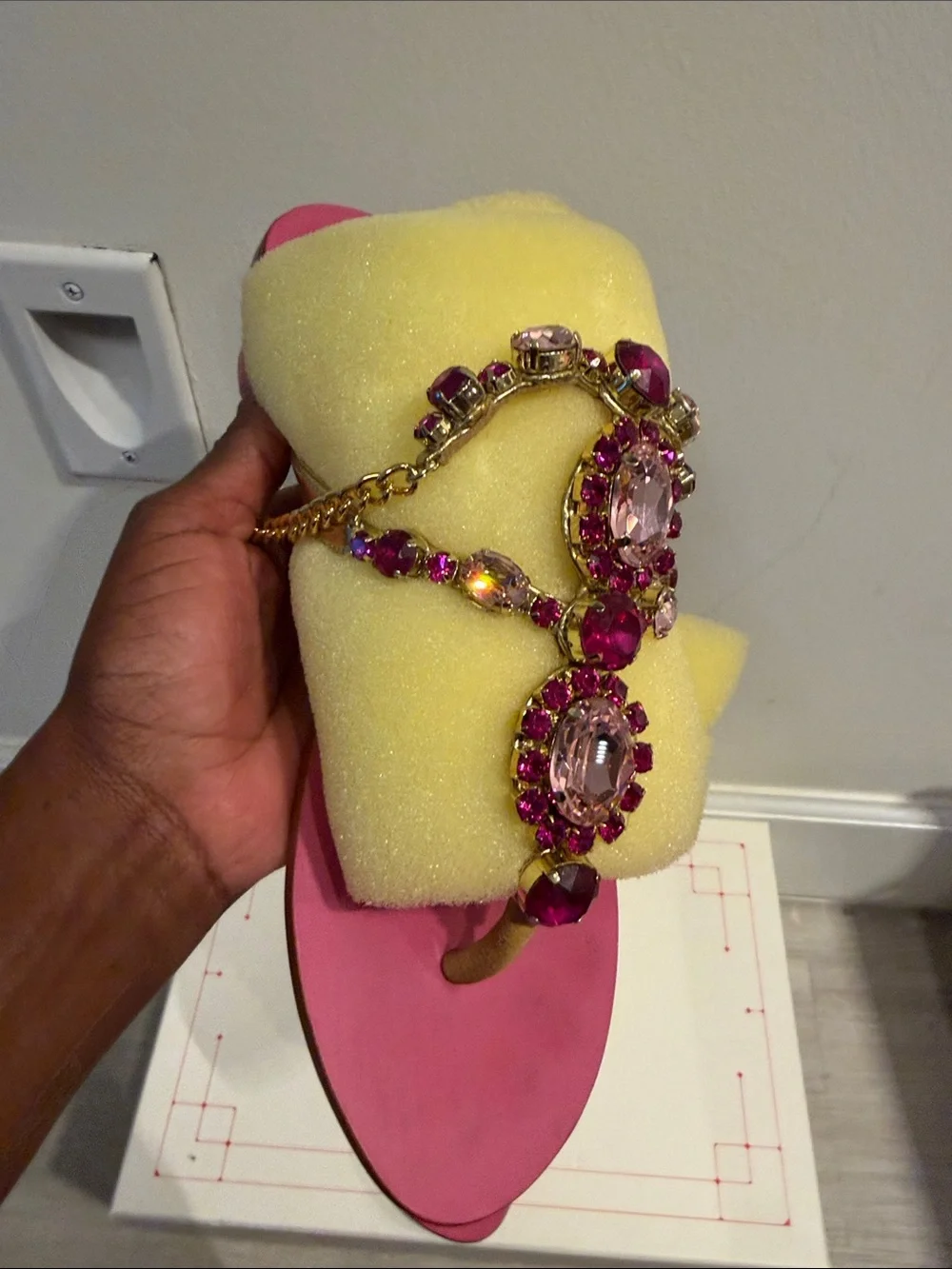 Mystique Boutique Hot Pink Jeweled Thong Sandals - Picture 4 of 4